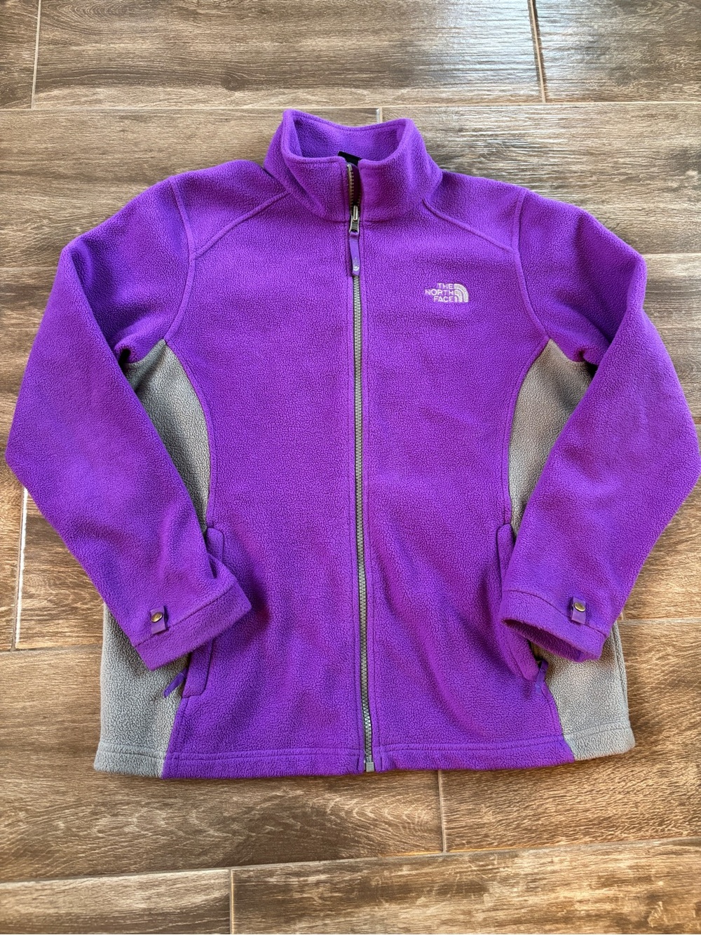 The North Face Purple & Gray Fleece Jacket Girls Sz 18 XL Full Zip Warm Casual